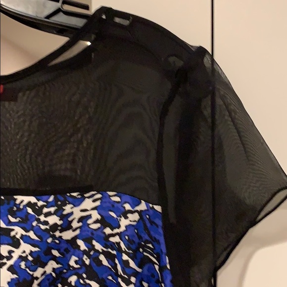 Red Saks Fifth Avenue Black/Blue Patterned Dress S - Picture 5 of 8